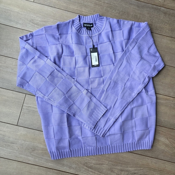 PrettyLittleThing Purple Oversized Crewneck Sweater - Picture 1 of 2